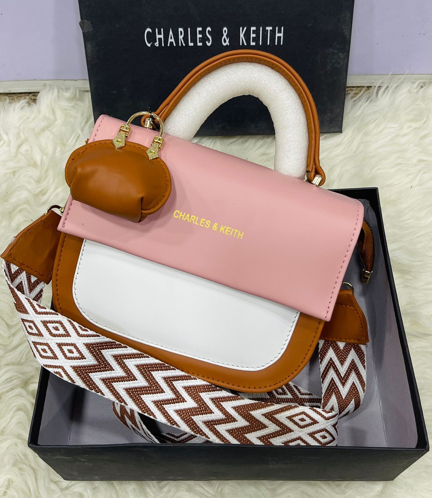 Charles & Keith Ladies Bag With Mini Bag keychain