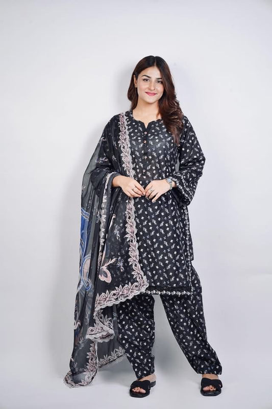 Printed Lawn With Emb Daman Patti