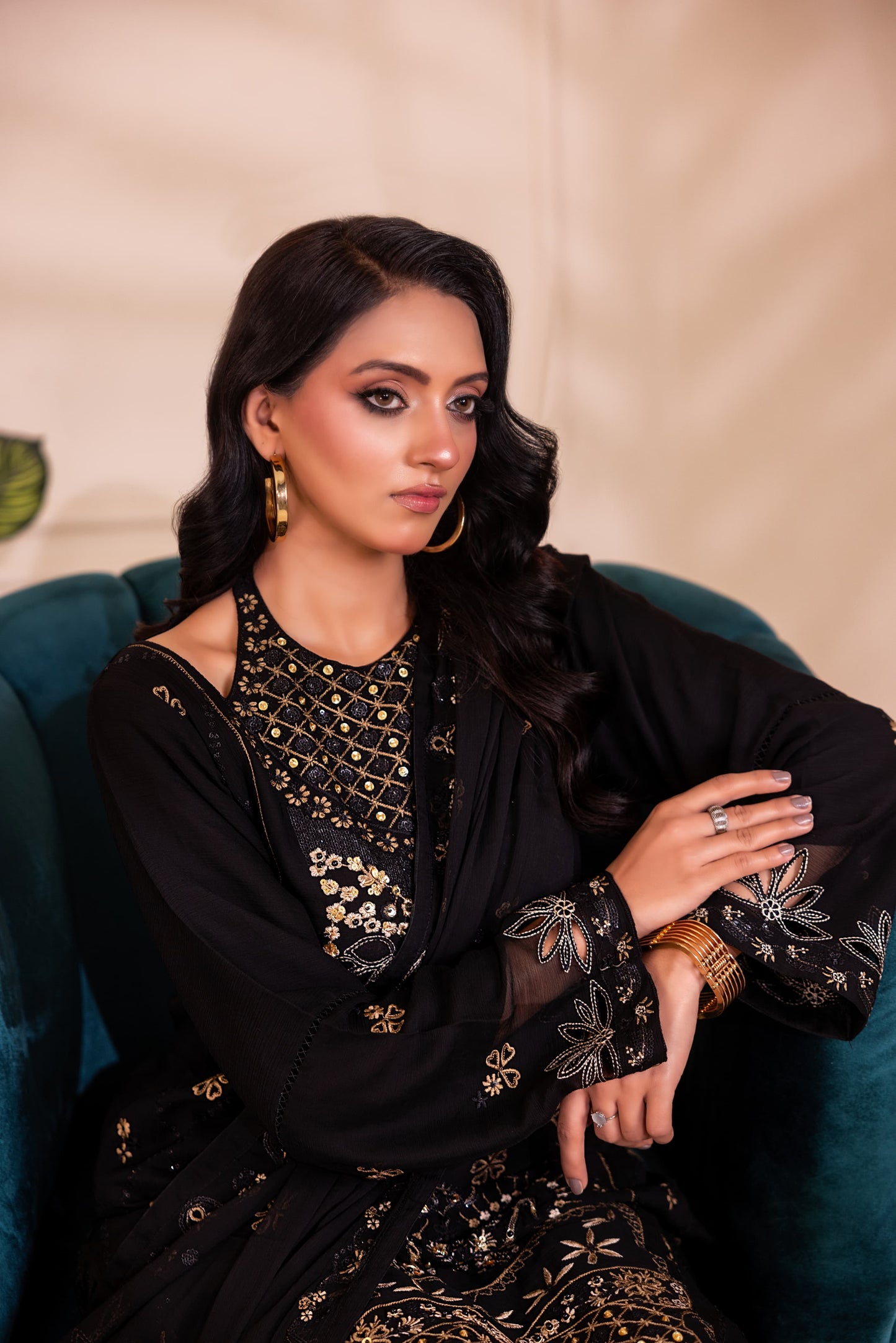 CHIFFON 3 PIECE COTTON SILK INNER ROWSILK PLAZO - AR1006