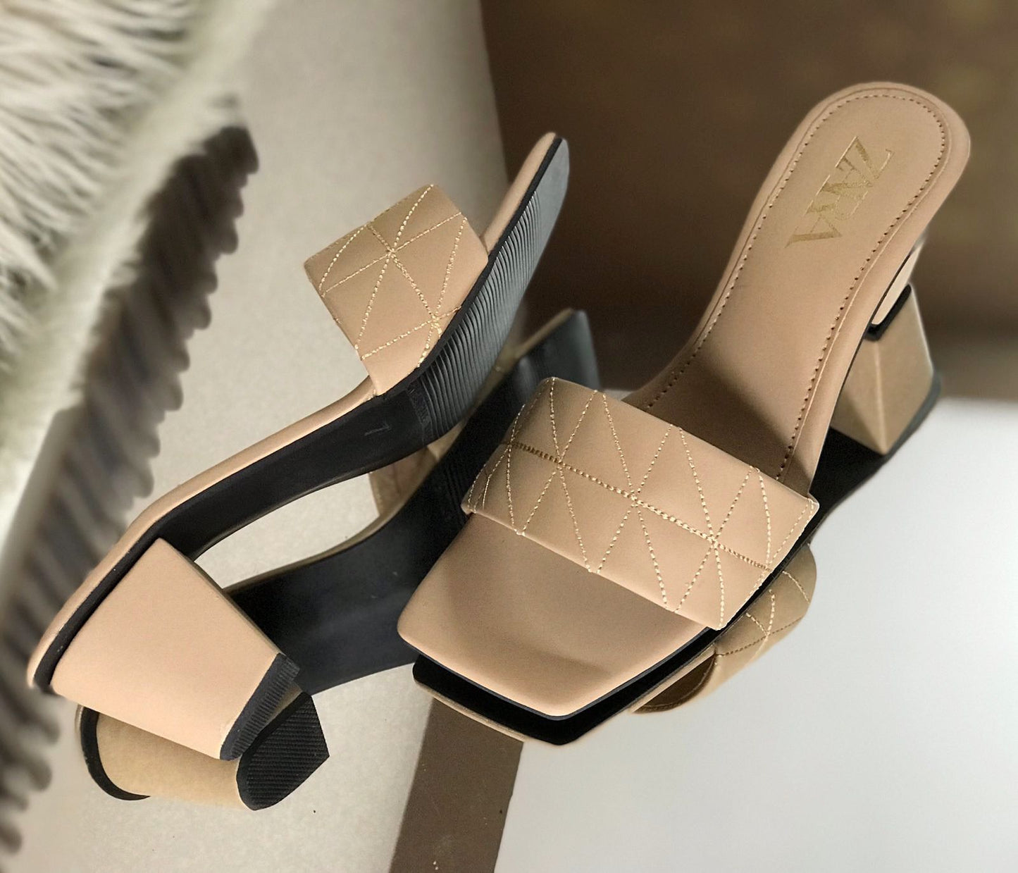 ZARA Salai Block heel two inch with brand box