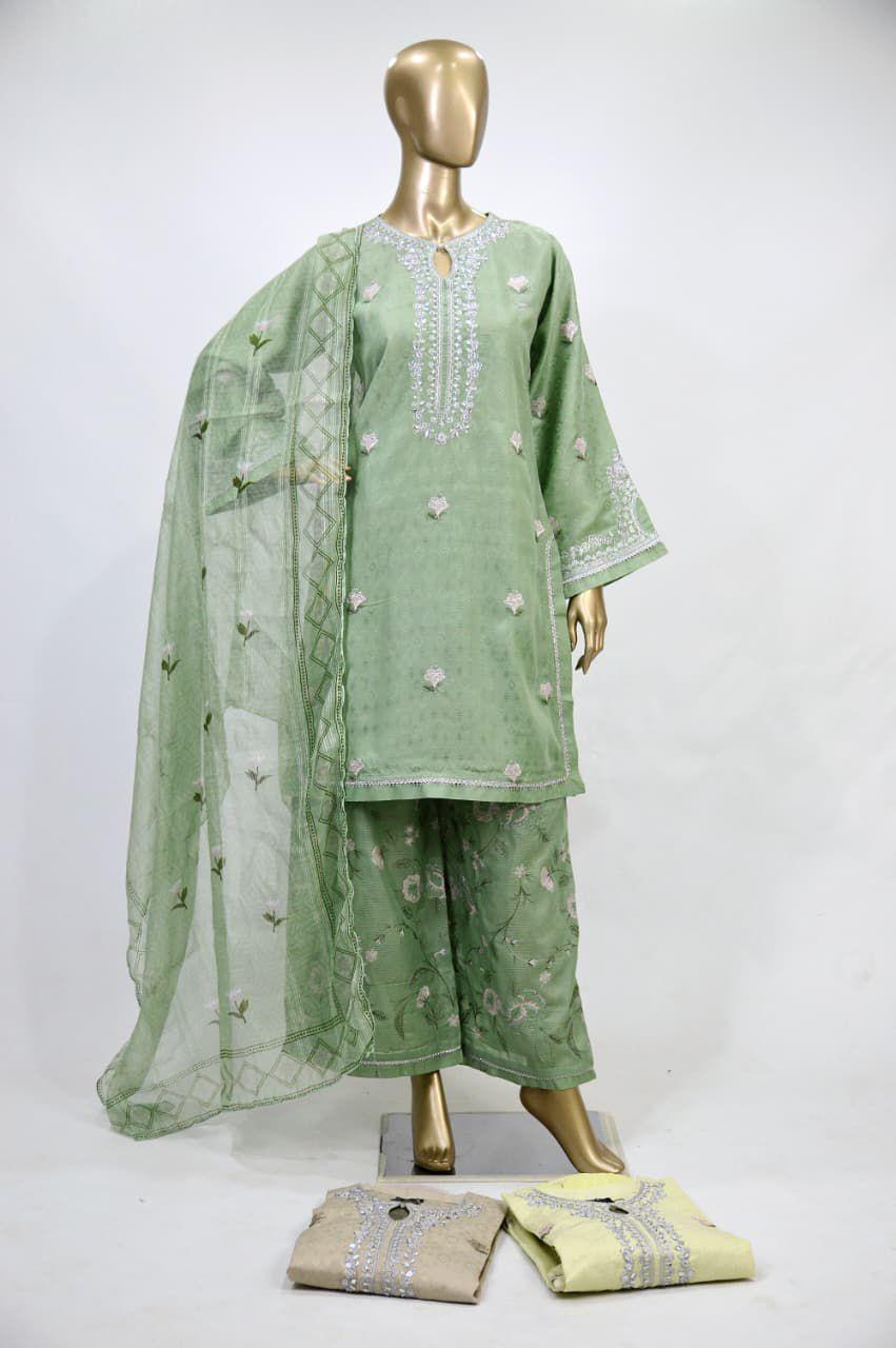 3Pcs suit embroidery chiffon dupatta ✨