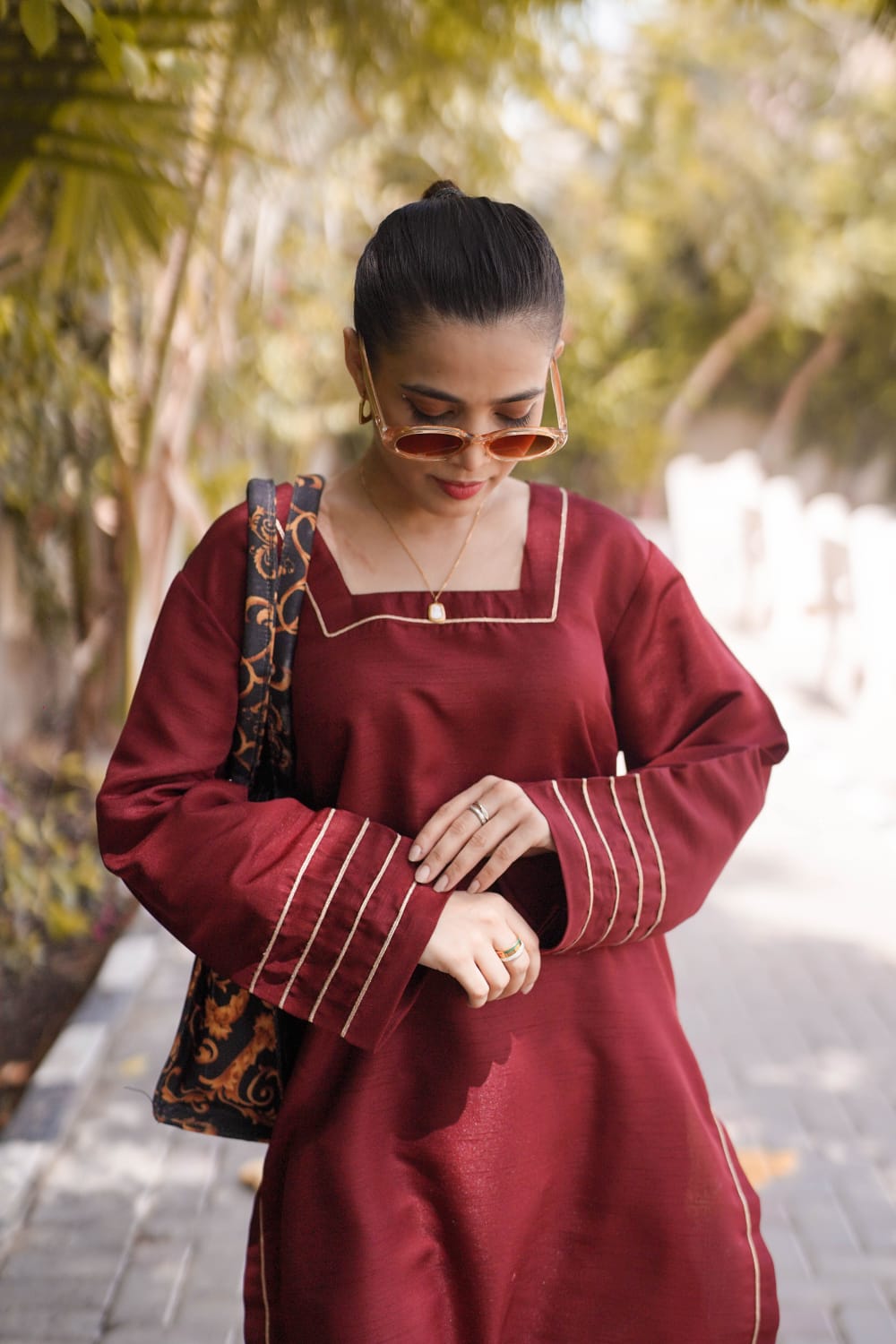 Ayaameer Stitched Royal Mehroon 2-Piece Suit
