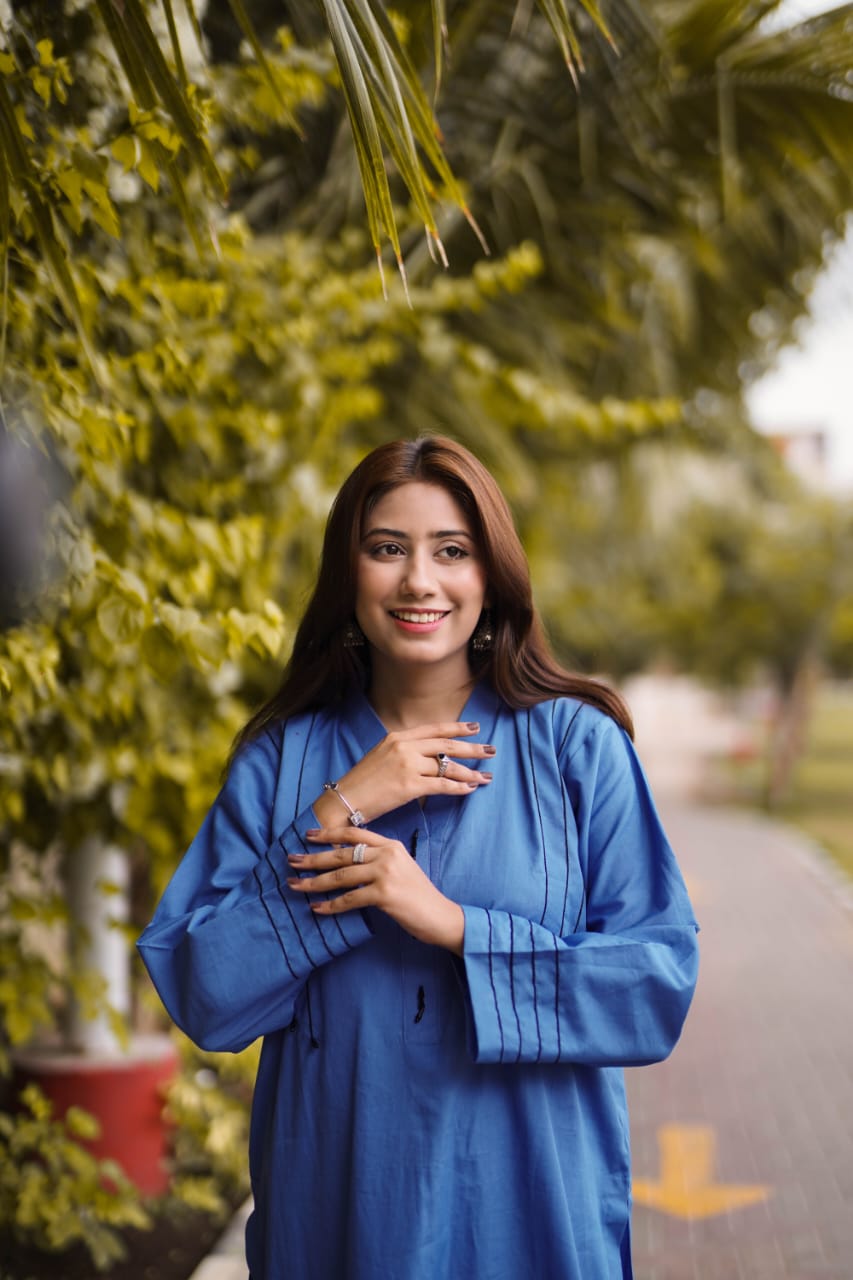 Ayaameer Blue Aura Stitched 2-Piece Suit