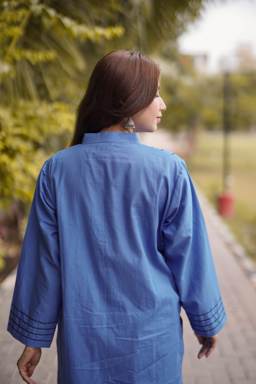 Ayaameer Blue Aura Stitched 2-Piece Suit