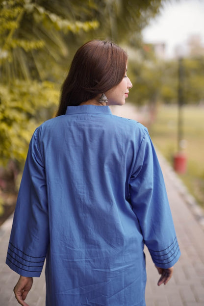 Ayaameer Blue Aura Stitched 2-Piece Suit