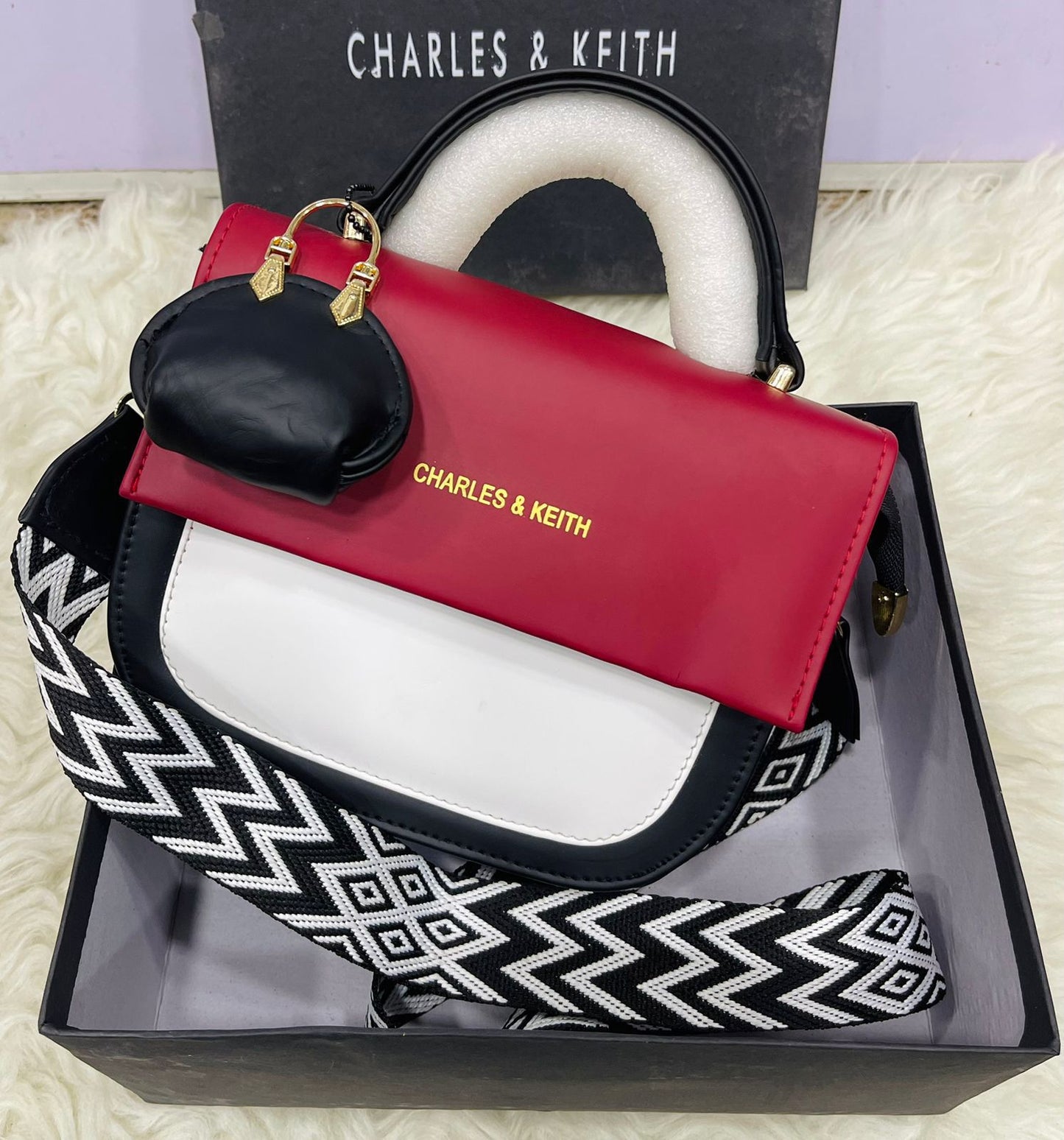 Charles & Keith Ladies Bag With Mini Bag keychain