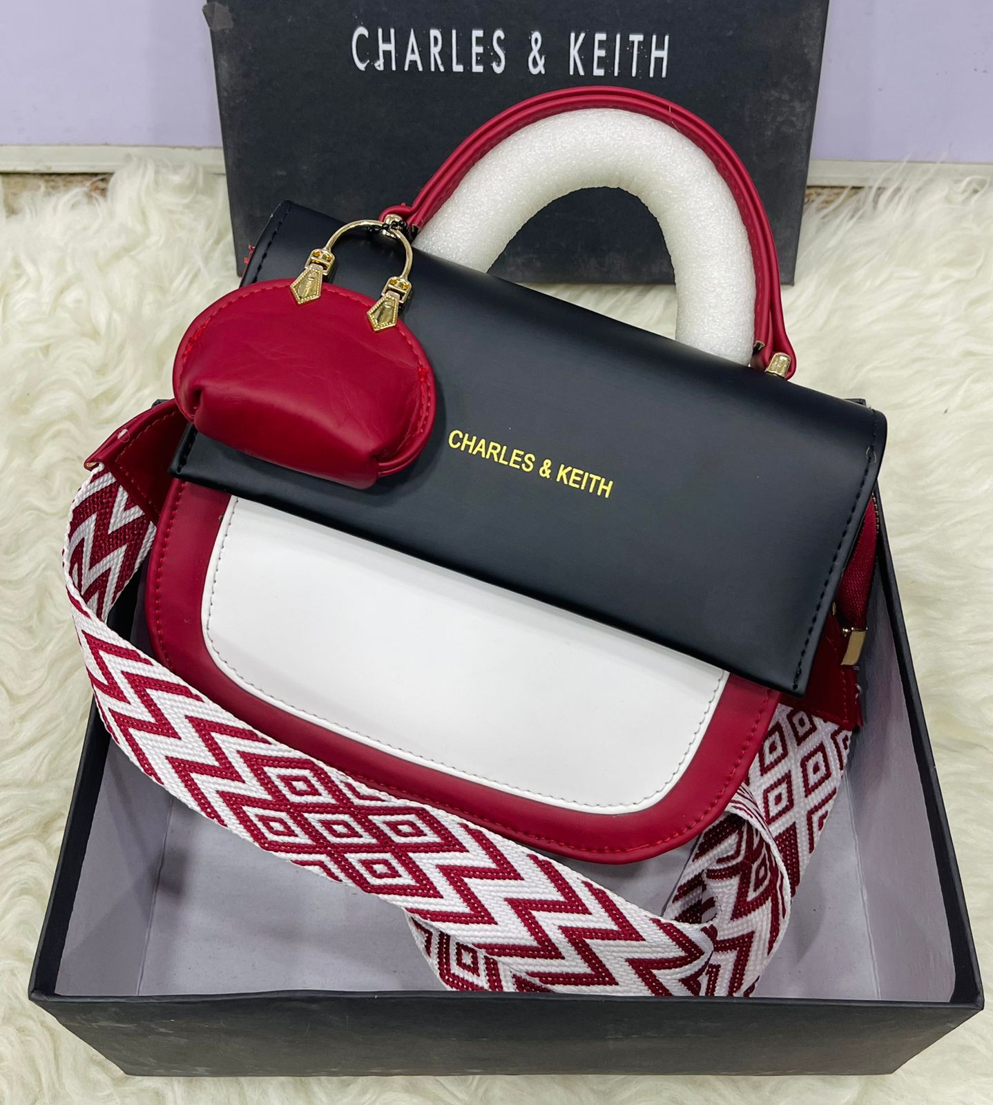 Charles & Keith Ladies Bag With Mini Bag keychain