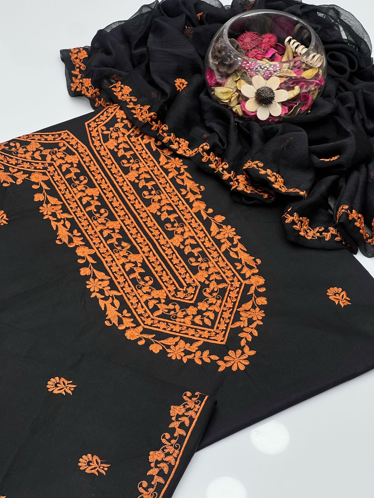 Soft Cotton Embroided Gala Border 3Pcs Dress KS0425201