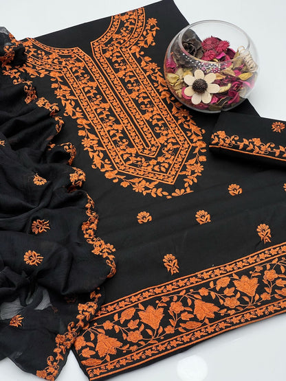 Soft Cotton Embroided Gala Border 3Pcs Dress KS0425201