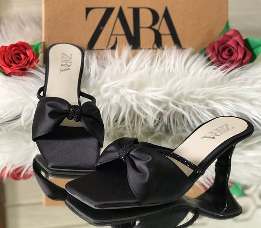 ZARA Women’s Elegant Bow Knot Satin High Heel Sandals