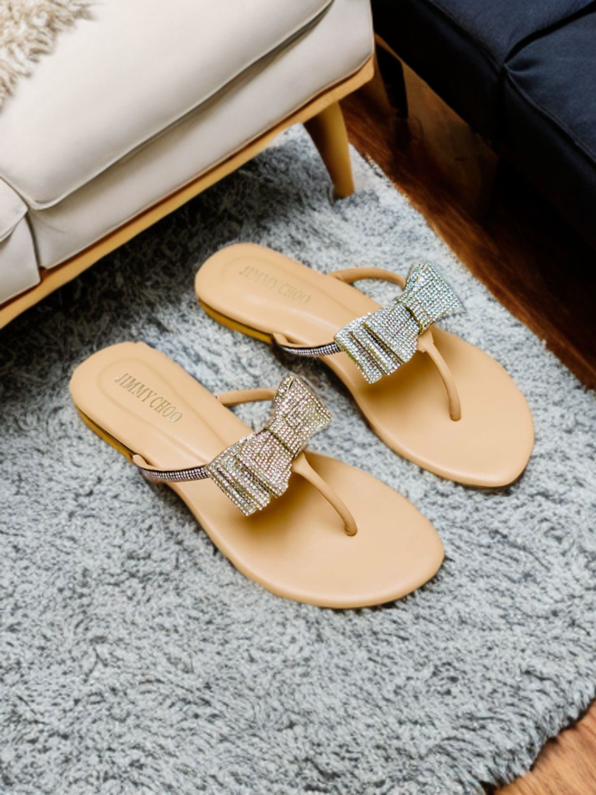 Jimmy Choo Tie Flat Slipper With Brand Box