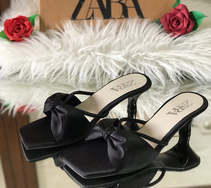 ZARA Women’s Elegant Bow Knot Satin High Heel Sandals