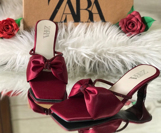 ZARA Women’s Elegant Bow Knot Satin High Heel Sandals
