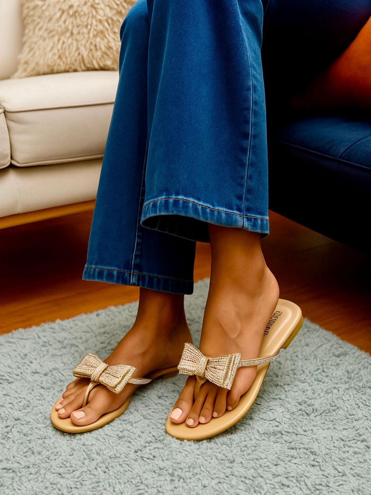 Jimmy Choo Tie Flat Slipper With Brand Box
