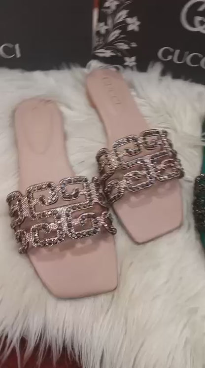 GUCCI Supreme Quality Fancy Flat Sleeper With Brand Box