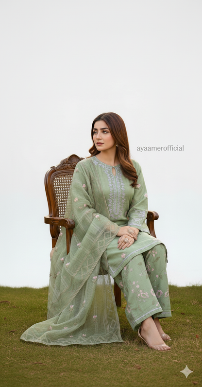 3Pcs suit embroidery chiffon dupatta ✨