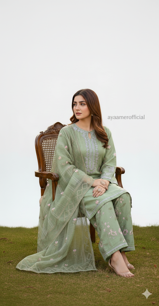 3Pcs suit embroidery chiffon dupatta ✨